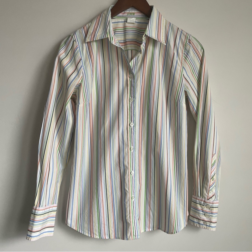 Jcrew multi colored stripe button down shirt